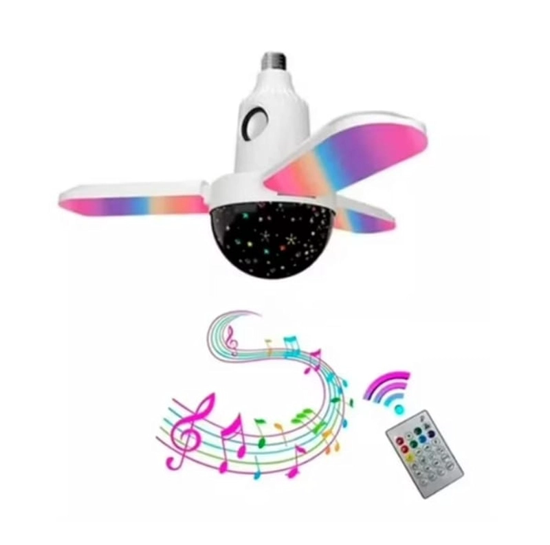 AMPOLLETA LED RGB CON PROYECTOR Y MUSICA BLUETOOTH CON CONTROL - 1