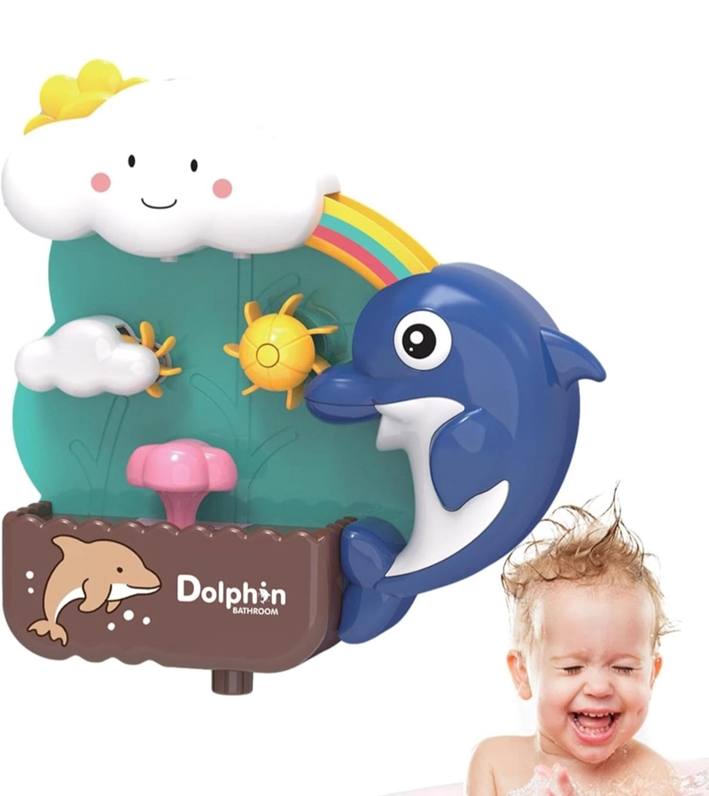 JUGUETE DE BAÑO INFANTIL INTERACTIVO CON AGUA CASCADA - DELFIN - 1