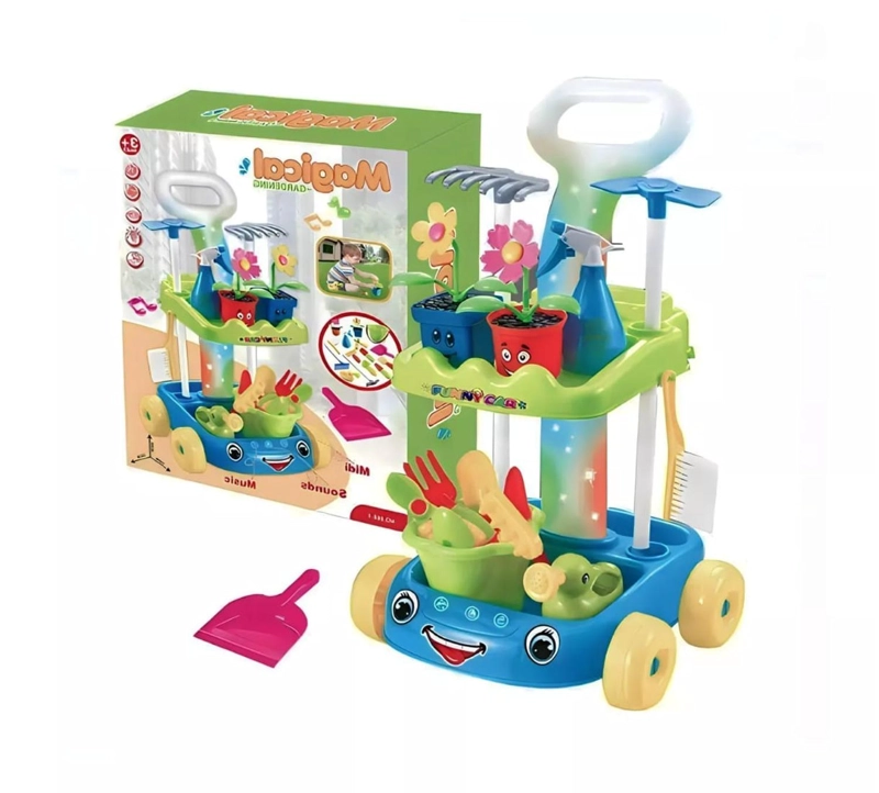 CARRITO DE JARDINERIA INFANTIL CON 13 ACCESORIOS LUZ Y SONIDOS - 1