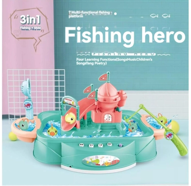 JUEGO DE PESCA INFANTIL CON AGUA Y MUSICA 3 EN 1 PARA NIÑOS - 3