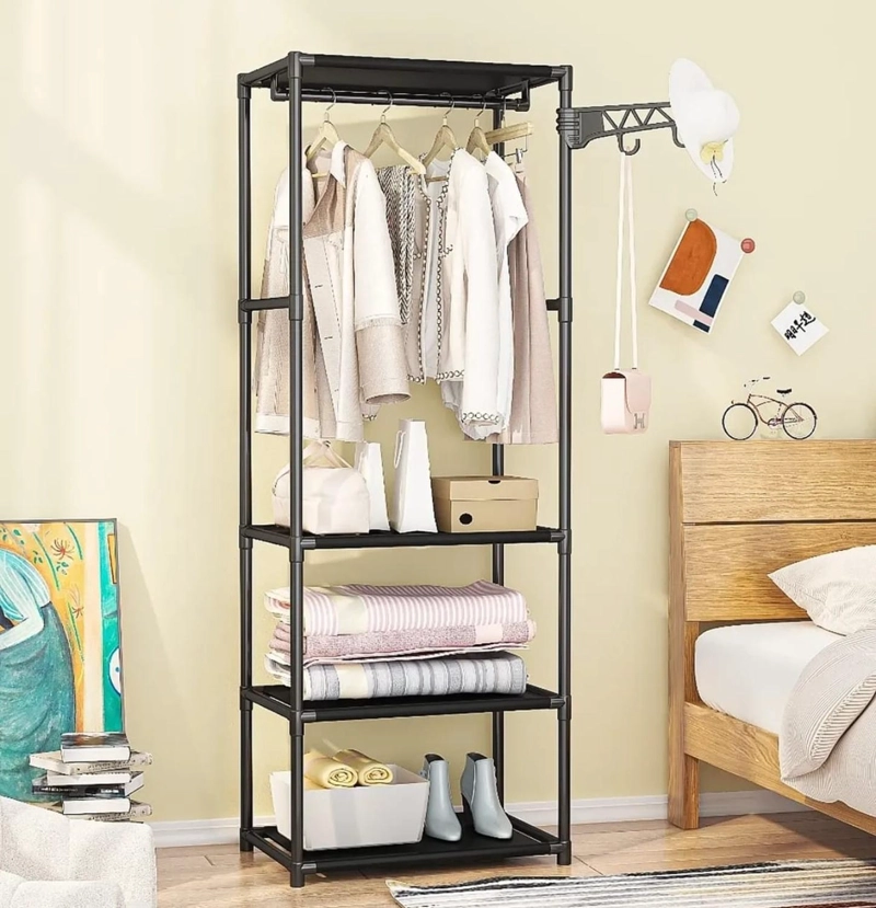 CLOSET ORGANIZADOR DE ROPA CON ESTANTES PERCHERO METALICO - 2