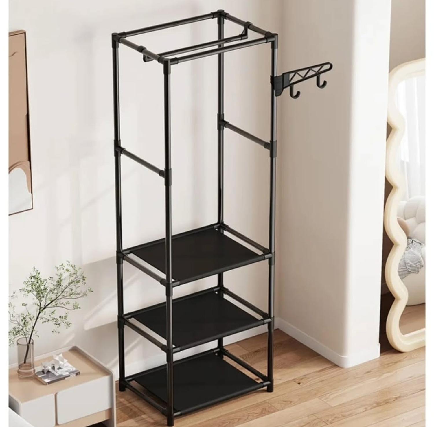 CLOSET ORGANIZADOR DE ROPA CON ESTANTES PERCHERO METALICO - 3