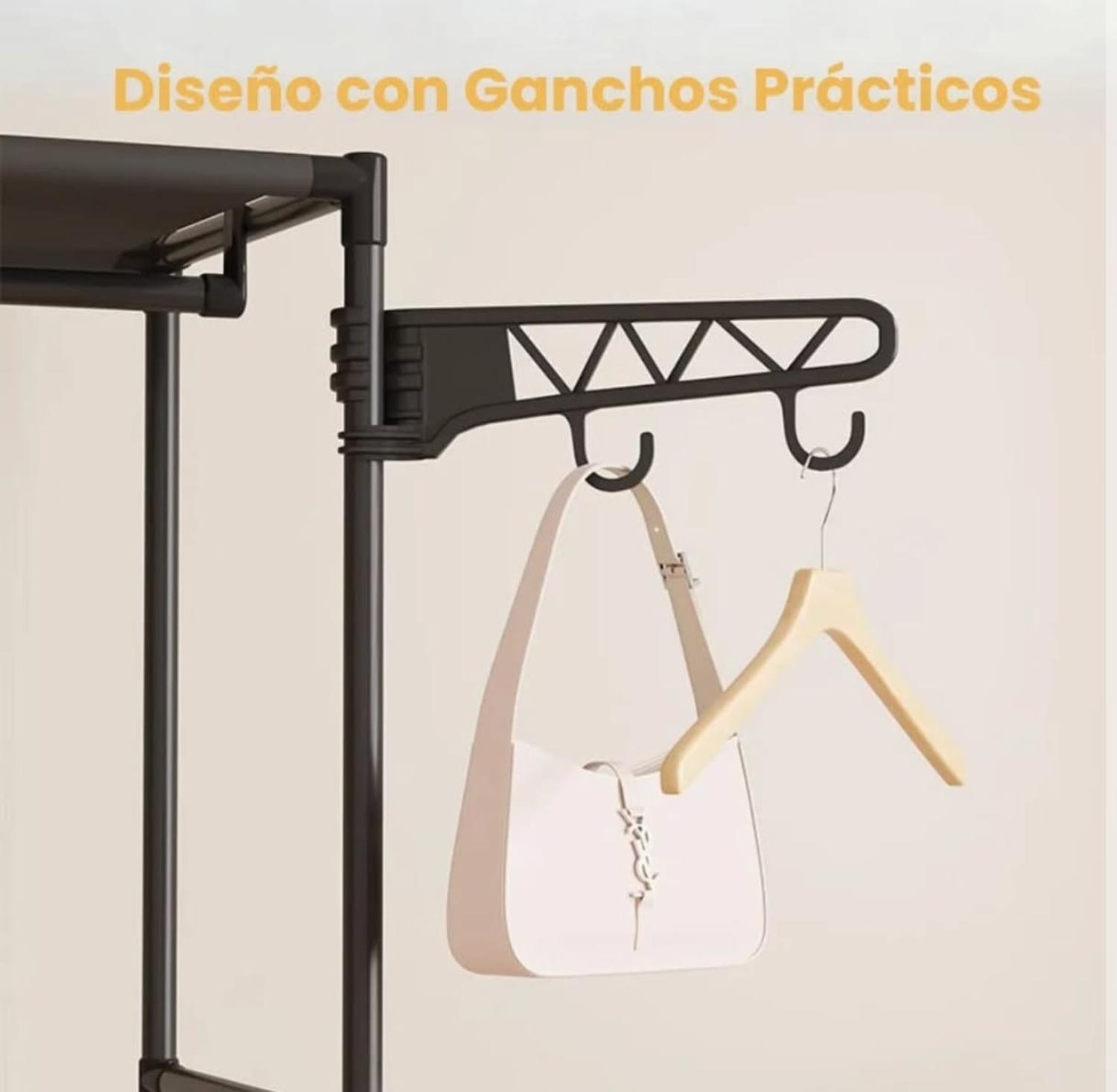 CLOSET ORGANIZADOR DE ROPA CON ESTANTES PERCHERO METALICO - 4