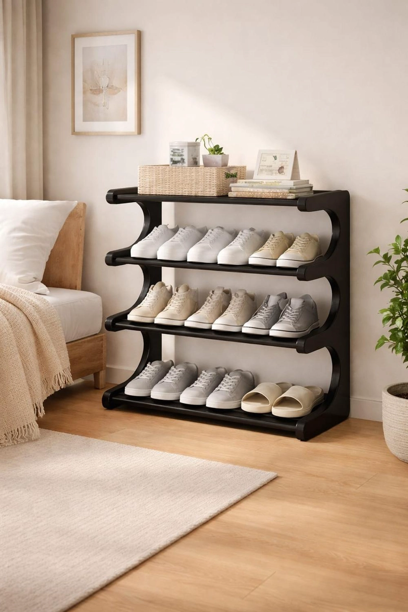 ZAPATERO ORGANIZADOR 4 NIVELES NEGRO MULTIUSOS PARA DORMITORIOS - 3