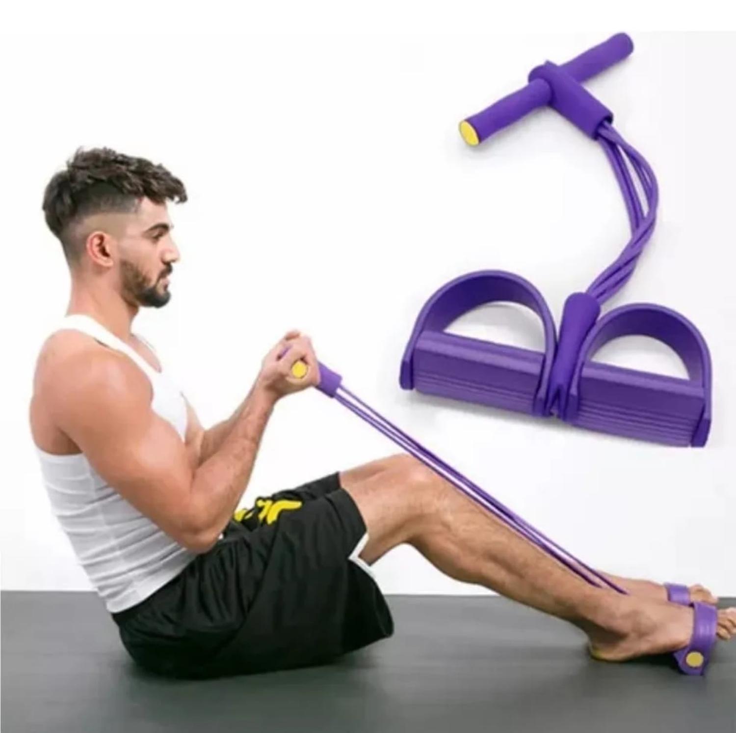 CUERDA ELASTICA DE RESISTENCIA CON PEDALES PARA EJERCICIO EN CASA - 2