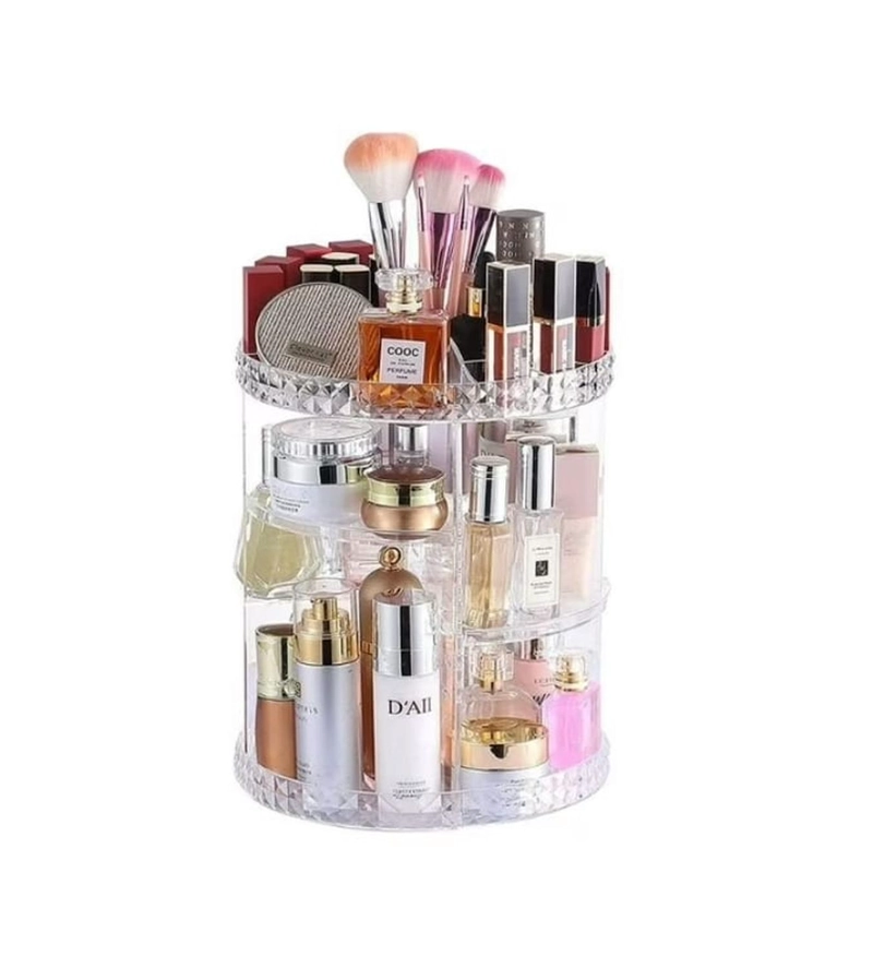 ORGANIZADOR DE MAQUILLAJE GIRATORIO 360º ACRILICO TRANSPARENTE AJUSTABLE - 4