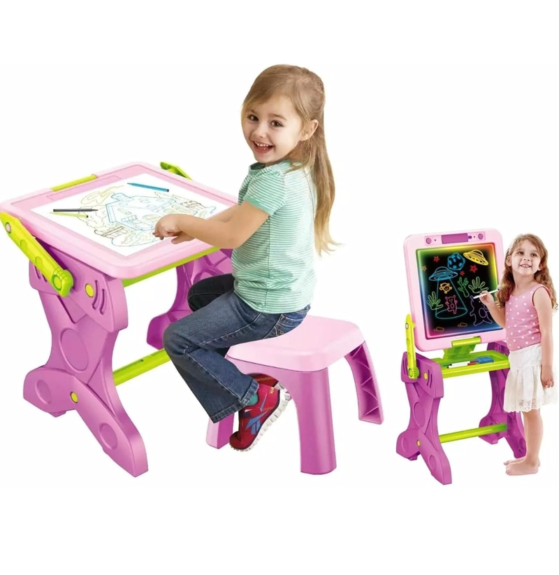 ESCRITORIO INFANTIL 2 EN 1 CON PIZARRA MAGICA + SILLA PARA NIÑOS - 1