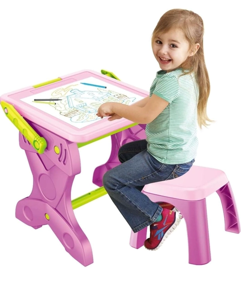 ESCRITORIO INFANTIL 2 EN 1 CON PIZARRA MAGICA + SILLA PARA NIÑOS - 2