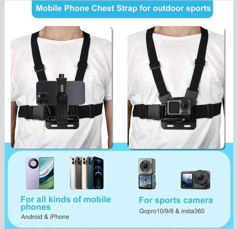 SOPORTE AJUSTABLE DE PECHO PARA CELULAR GRABACION DE VIDEO - 3
