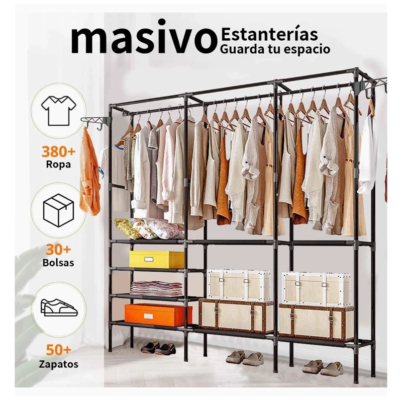 CLOSET ORGANIZADOR ARMABLE PREMIUM ROPERO METALICO CON ESTANTES - 2