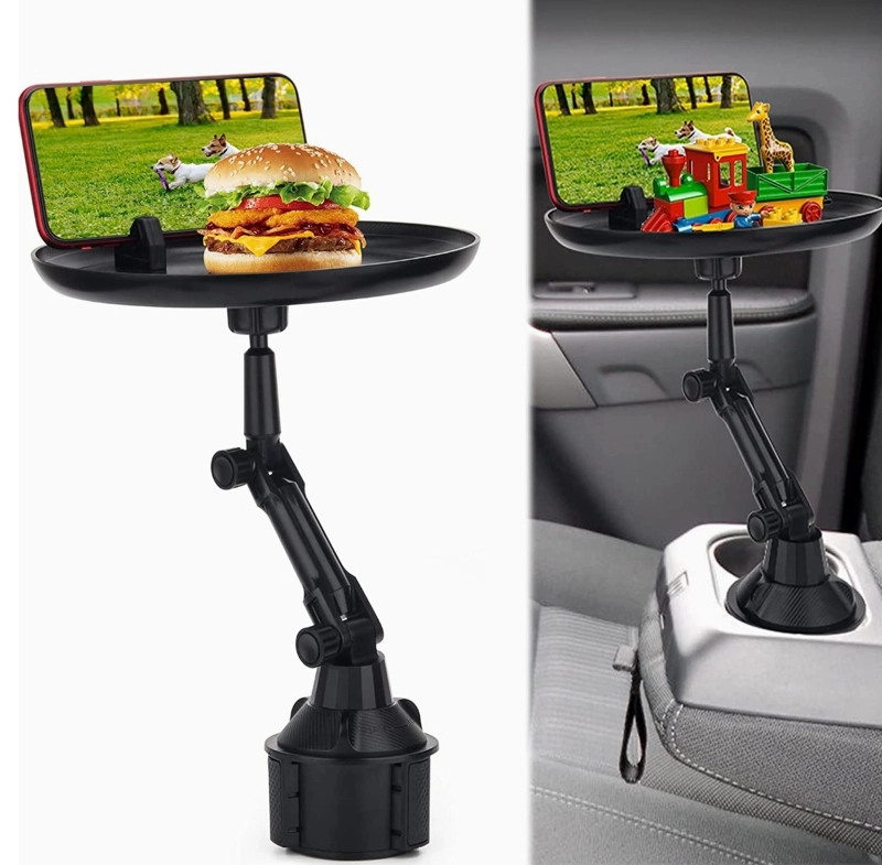 BANDEJA MESA PARA AUTO PORTA VASOS ADAPTABLE CELULAR 360 GRADOS - 2