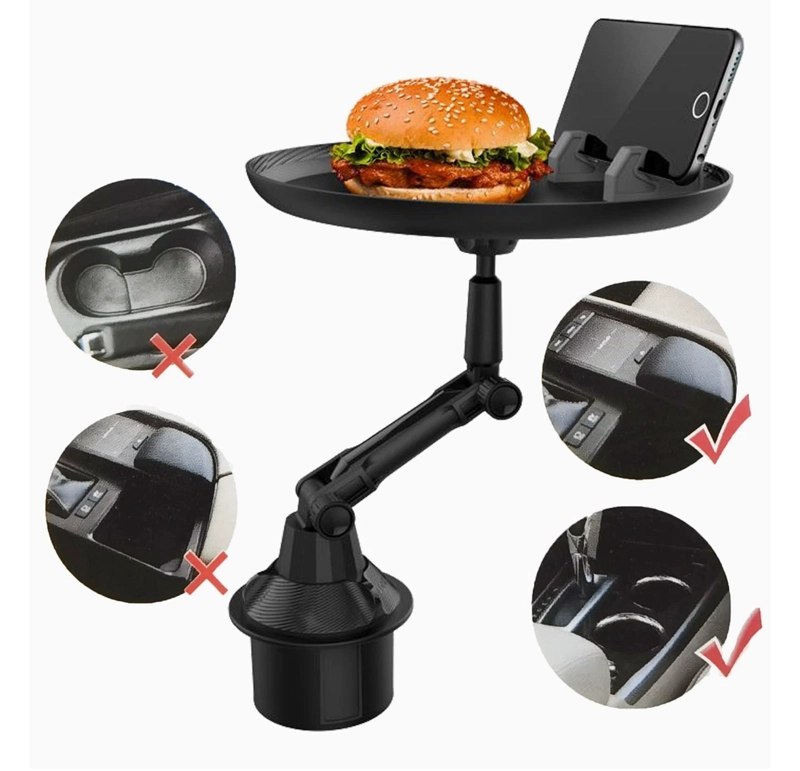 BANDEJA MESA PARA AUTO PORTA VASOS ADAPTABLE CELULAR 360 GRADOS - 3