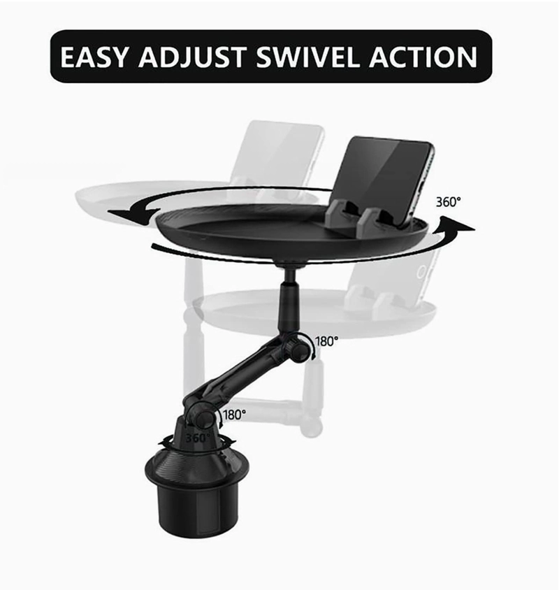 BANDEJA MESA PARA AUTO PORTA VASOS ADAPTABLE CELULAR 360 GRADOS - 4