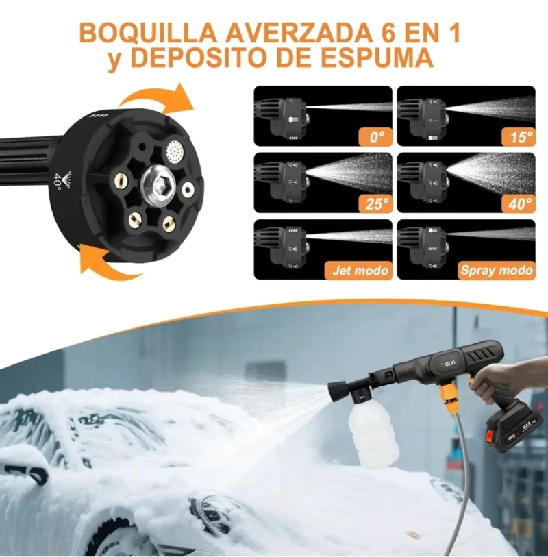 HIDROLAVADORA INALAMBRICA PORTATIL DE ALTA PRESION CON 2 BATERIAS DE 48V BOQUILLA MULTIFUNCIONAL - 3