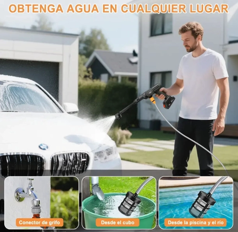 HIDROLAVADORA INALAMBRICA PORTATIL DE ALTA PRESION CON 2 BATERIAS DE 48V BOQUILLA MULTIFUNCIONAL - 4