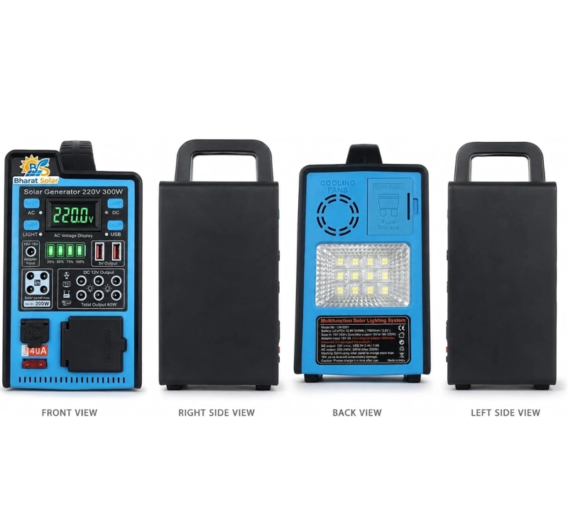 KIT GENERADOR SOLAR PORTATIL 300W  ESTACION DE ENERGIA CON PANEL BATERIA DE LITIO Y 4 AMPOLLETAS - 3
