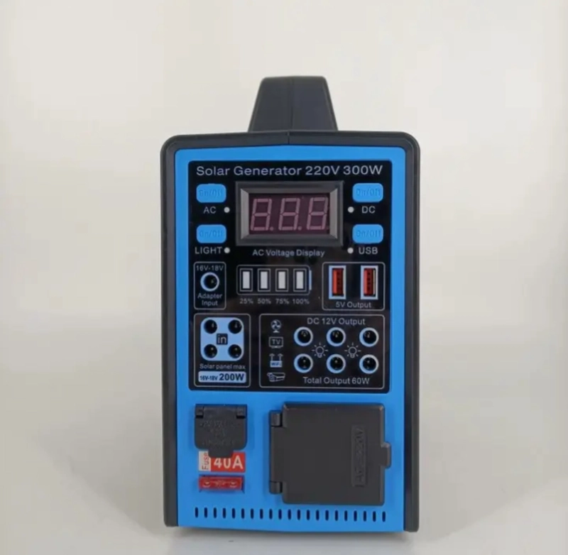 KIT GENERADOR SOLAR PORTATIL 300W  ESTACION DE ENERGIA CON PANEL BATERIA DE LITIO Y 4 AMPOLLETAS - 7