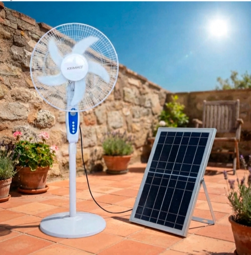 VENTILADOR SOLAR DE PEDESTAL RECARGABLE 16 PULGADAS CON PANEL SOLAR 16W 3 VELOCIDADES - 3