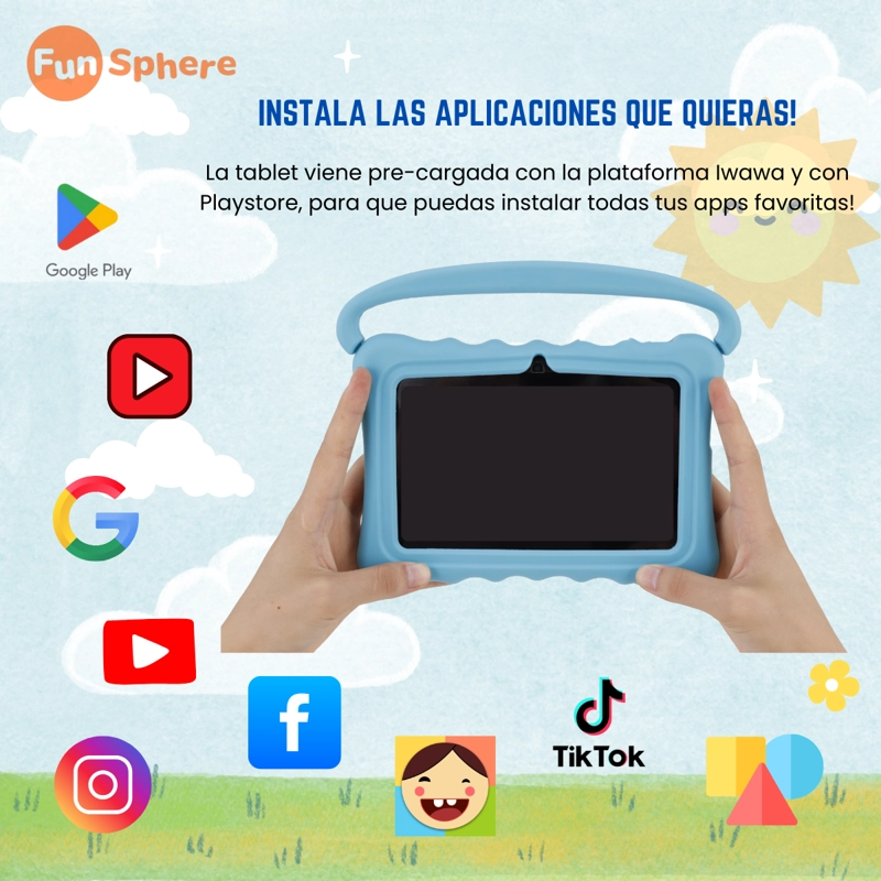 TABLET PARA NIÑOS 7' CON FUNDA DE SILICONA WIFI PLAYSTORE 2G-32G CONTROL PARENTAL FUN SPHERE - 6
