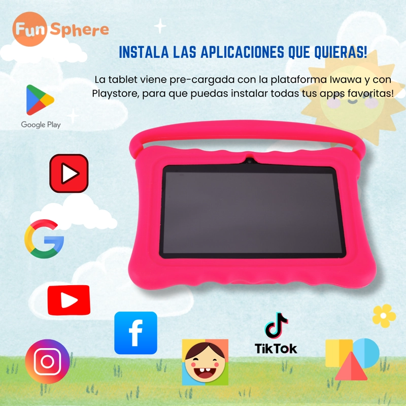 TABLET PARA NIÑOS 7' CON FUNDA DE SILICONA WIFI PLAYSTORE 2G-32G CONTROL PARENTAL FUN SPHERE - 6