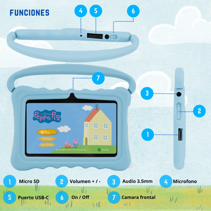 TABLET PARA NIÑOS 7' CON FUNDA DE SILICONA WIFI PLAYSTORE 2G-32G CONTROL PARENTAL FUN SPHERE - 10