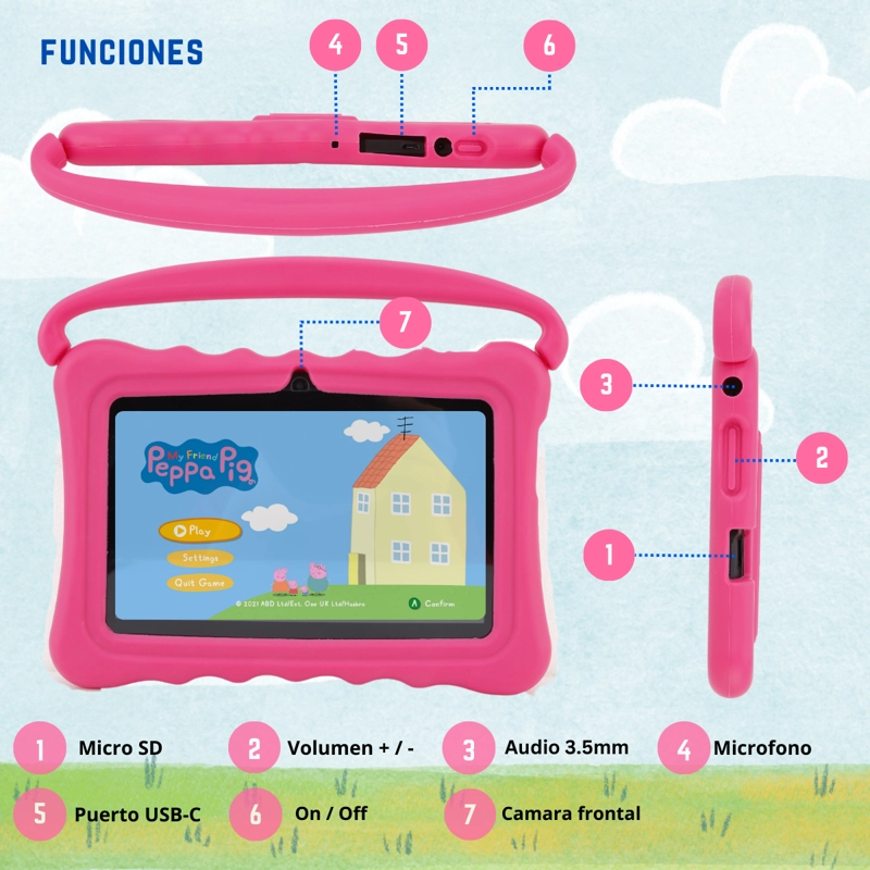 TABLET PARA NIÑOS 7' CON FUNDA DE SILICONA WIFI PLAYSTORE 2G-32G CONTROL PARENTAL FUN SPHERE - 10