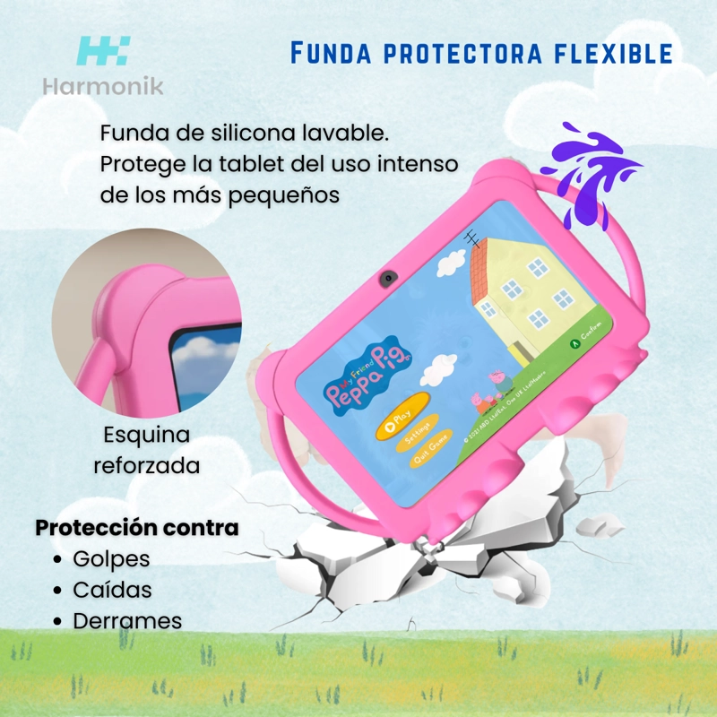 TABLET PARA NIÑOS 7 2G-32G CONTROL PARENTAL WIFI PLAYSTORE Y FUNDA PROTECTORA AZUL - 4