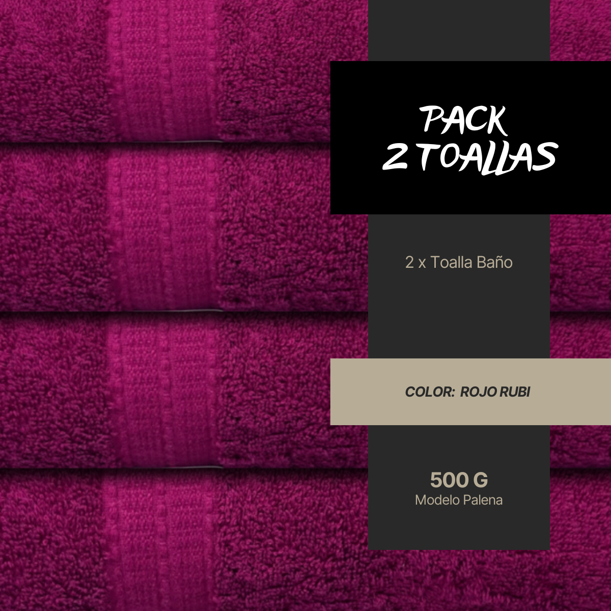 Pack 2 Toallas De Baño 500g Algodón Modelo Palena Verde - 2