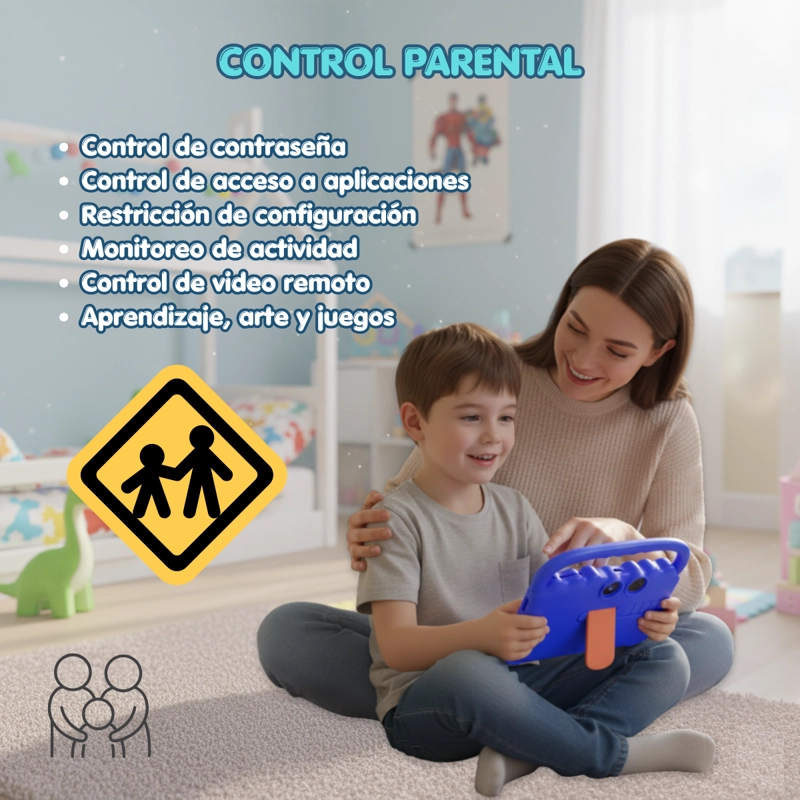 TABLET PARA NIÑOS 7 PULGADAS 2G-32G CONTROL PARENTAL WIFI PLAYSTORE AT70K AZUL - 7