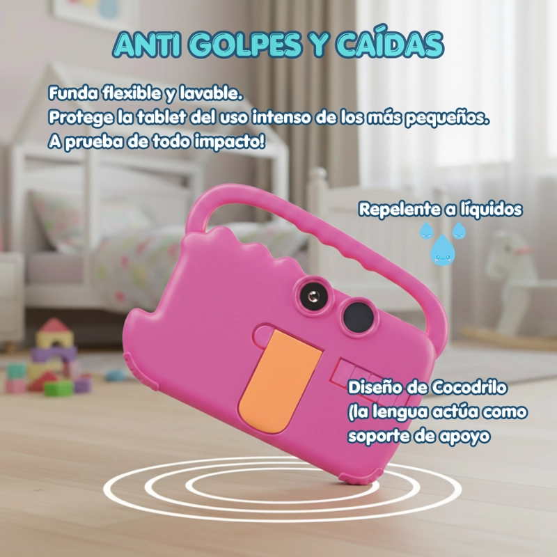 TABLET PARA NIÑOS 7 PULGADAS 2G-32G CONTROL PARENTAL WIFI PLAYSTORE AT70K ROSA - 3