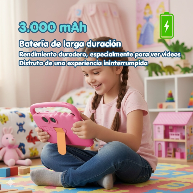 TABLET PARA NIÑOS 7 PULGADAS 2G-32G CONTROL PARENTAL WIFI PLAYSTORE AT70K ROSA - 4