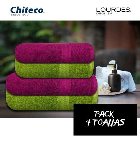 PACK 4 TOALLAS CHITECO 100 ALGOD N 500G BA O MANOS COLORES RUBI Y VERDE - 9