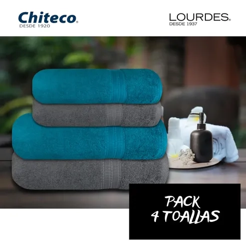 PACK 4 TOALLAS CHITECO 100 ALGOD N 500G BA O MANOS COLORES ESMERALDA Y GRAFITO - 8