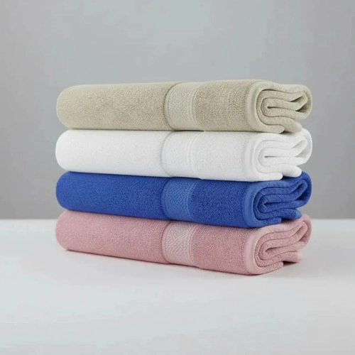 PACK 4 TOALLAS DE BAÑO CHITECO 100 ALGODON 400G COLORES 135 X 70 CM ROSA BEIGE AZUL Y BLANCO - 1