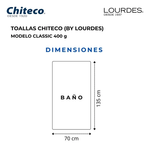 PACK 4 TOALLAS DE BAÑO CHITECO 100 ALGODON 400G COLORES 135 X 70 CM ROSA BEIGE AZUL Y BLANCO - 3