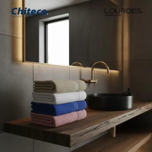 PACK 4 TOALLAS DE BAÑO CHITECO 100 ALGODON 400G COLORES 135 X 70 CM ROSA BEIGE AZUL Y BLANCO - 4