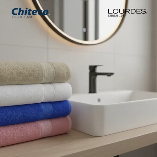 PACK 4 TOALLAS DE BAÑO CHITECO 100 ALGODON 400G COLORES 135 X 70 CM ROSA BEIGE AZUL Y BLANCO - 6