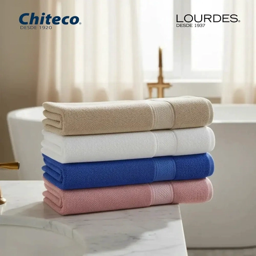 PACK 4 TOALLAS DE BAÑO CHITECO 100 ALGODON 400G COLORES 135 X 70 CM ROSA BEIGE AZUL Y BLANCO - 7