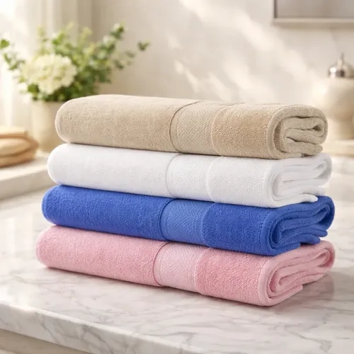 PACK 4 TOALLAS CHITECO ALGODON 400G MANOS 80X45 CM COLORES BEIGE ROSA BLANCO Y AZUL - 1