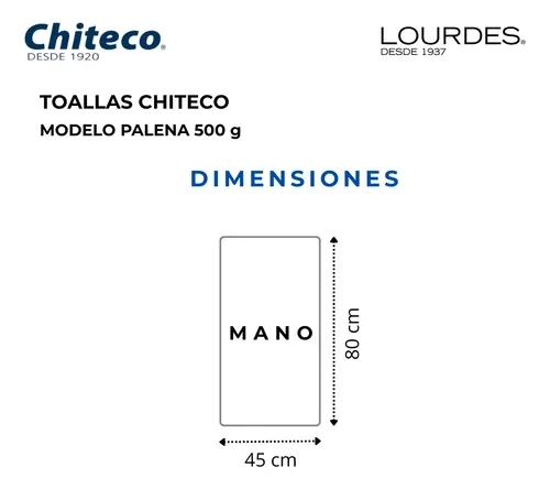 PACK 4 TOALLAS CHITECO ALGODON 400G MANOS 80X45 CM COLORES BEIGE ROSA BLANCO Y AZUL - 3