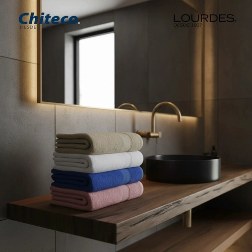 PACK 4 TOALLAS CHITECO ALGODON 400G MANOS 80X45 CM COLORES BEIGE ROSA BLANCO Y AZUL - 4