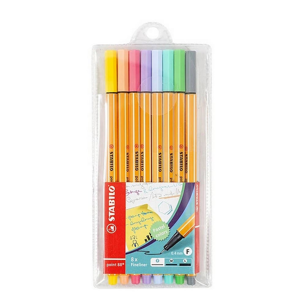 SET DE 8 TIRALINEAS STABILO POINT 88 PASTEL - 1