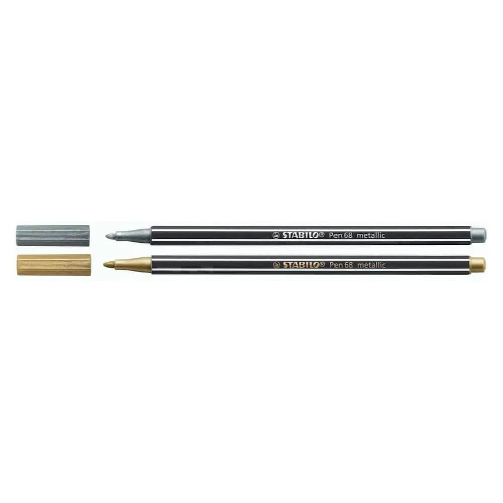SET DE 2 MARCADORES STABILO PEN 68 METALICOS (ORO Y PLATA) - 2