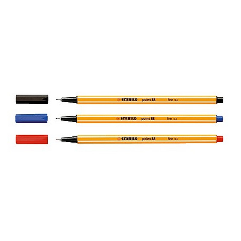 SET DE 3 LAPICES TIRALINEAS STABILO POINT 88 ROJO-NEGRO-AZUL - 2