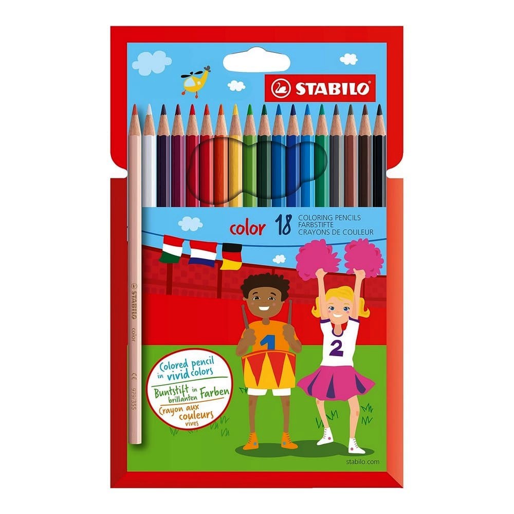 SET DE 18 LÁPICES STABILO DE MADERA PARA COLOREAR - 1
