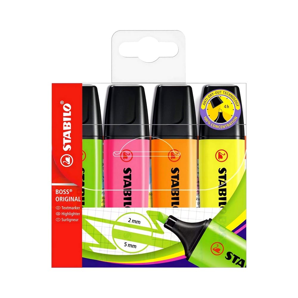 SET DE 4 DESTACADORES STABILO BOSS ORIGINAL FLUORESCENTES - 1