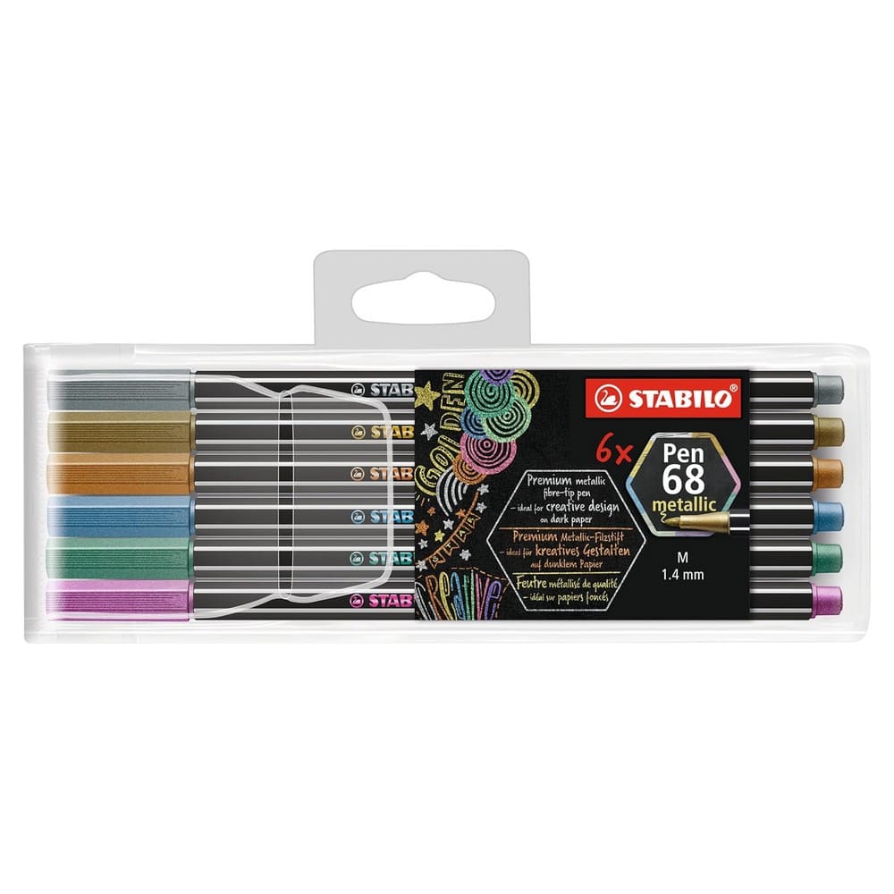 SET DE 6 MARCADORES STABILO PEN 68 METALICOS - 1