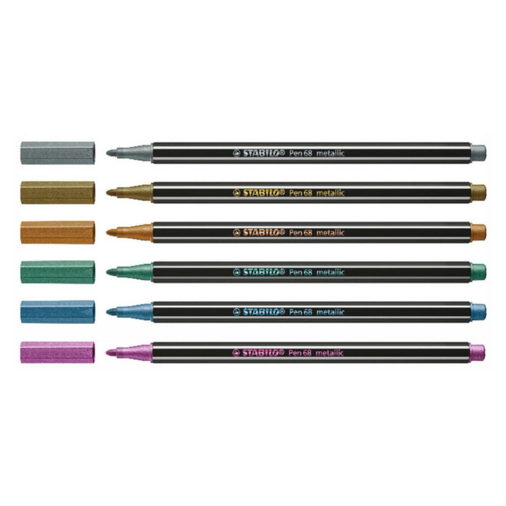 SET DE 6 MARCADORES STABILO PEN 68 METALICOS - 2