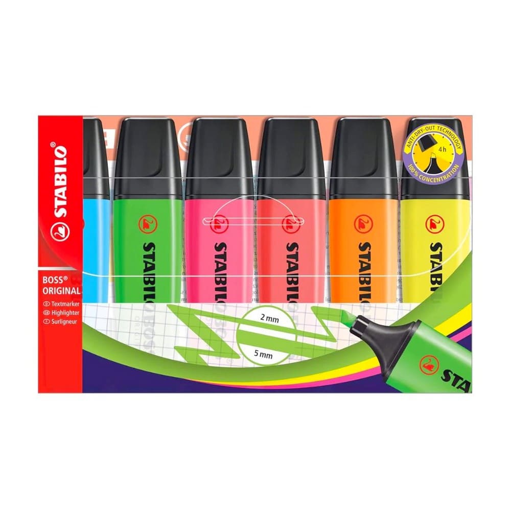 SET DE 6 DESTACADORES STABILO BOSS ORIGINAL FLUORESCENTES - 1