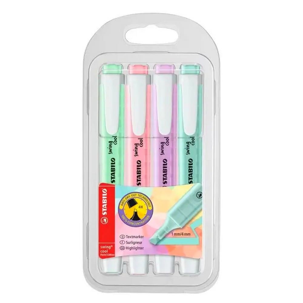 SET DE 4 DESTACADORES STABILO SWING COOL PASTEL - 1